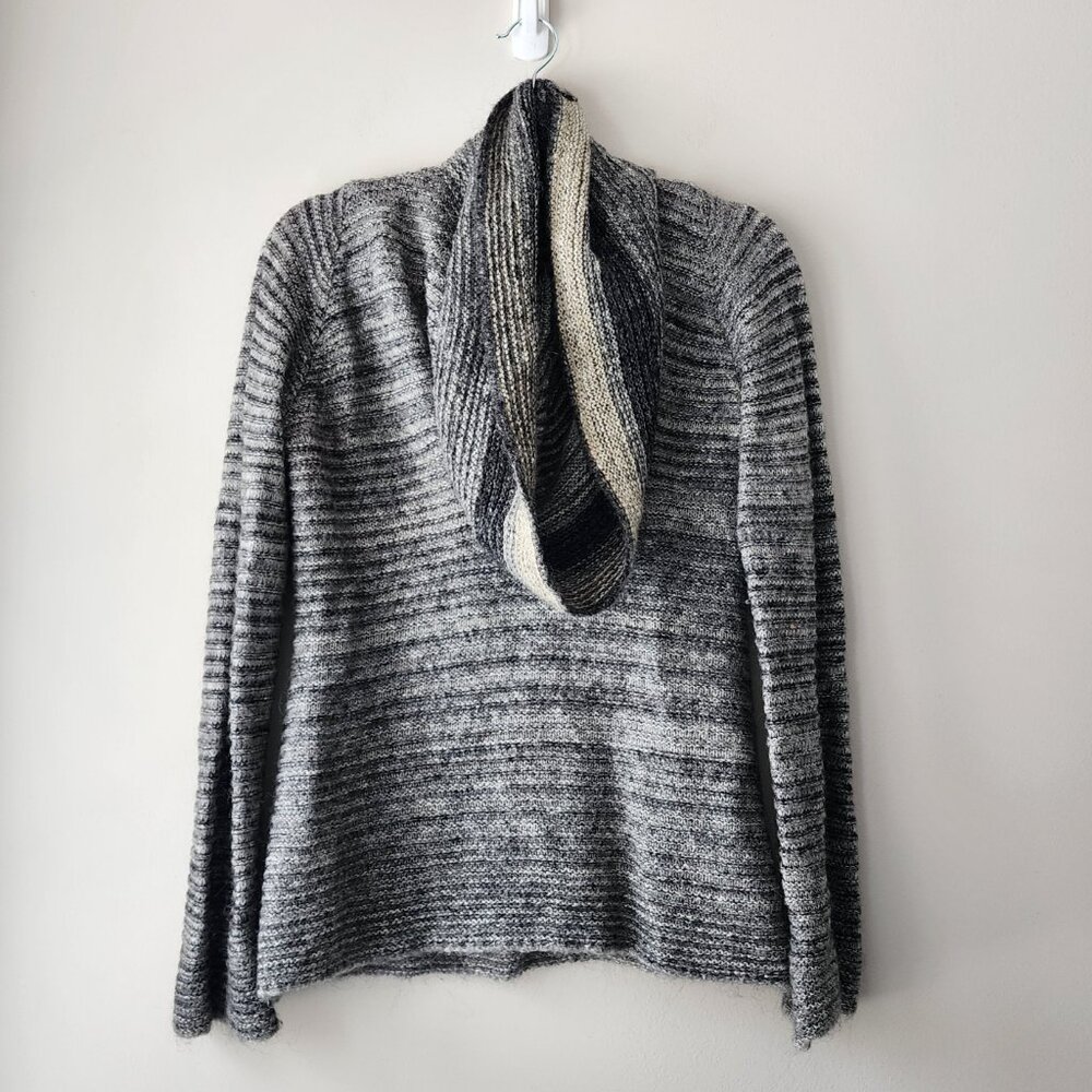 Stile Benetton Mohair Cowl Neck Sweater | Medium | Gray Black Tan Cozy Knit